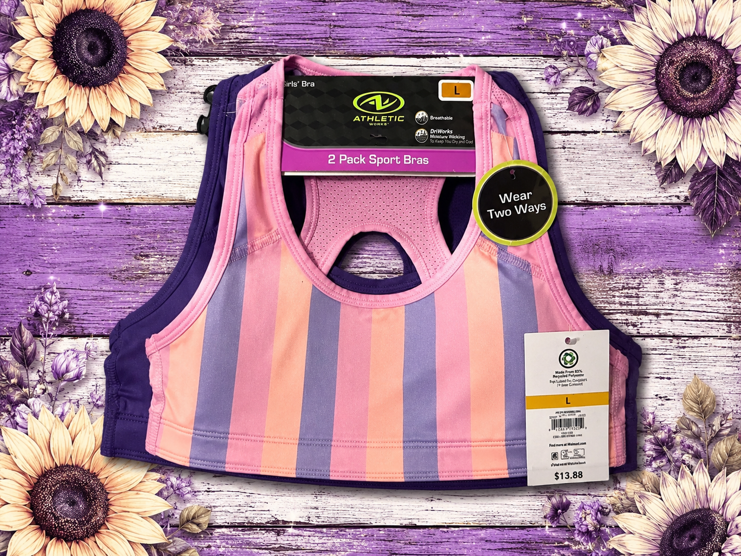 Girls 2 pack sports bras