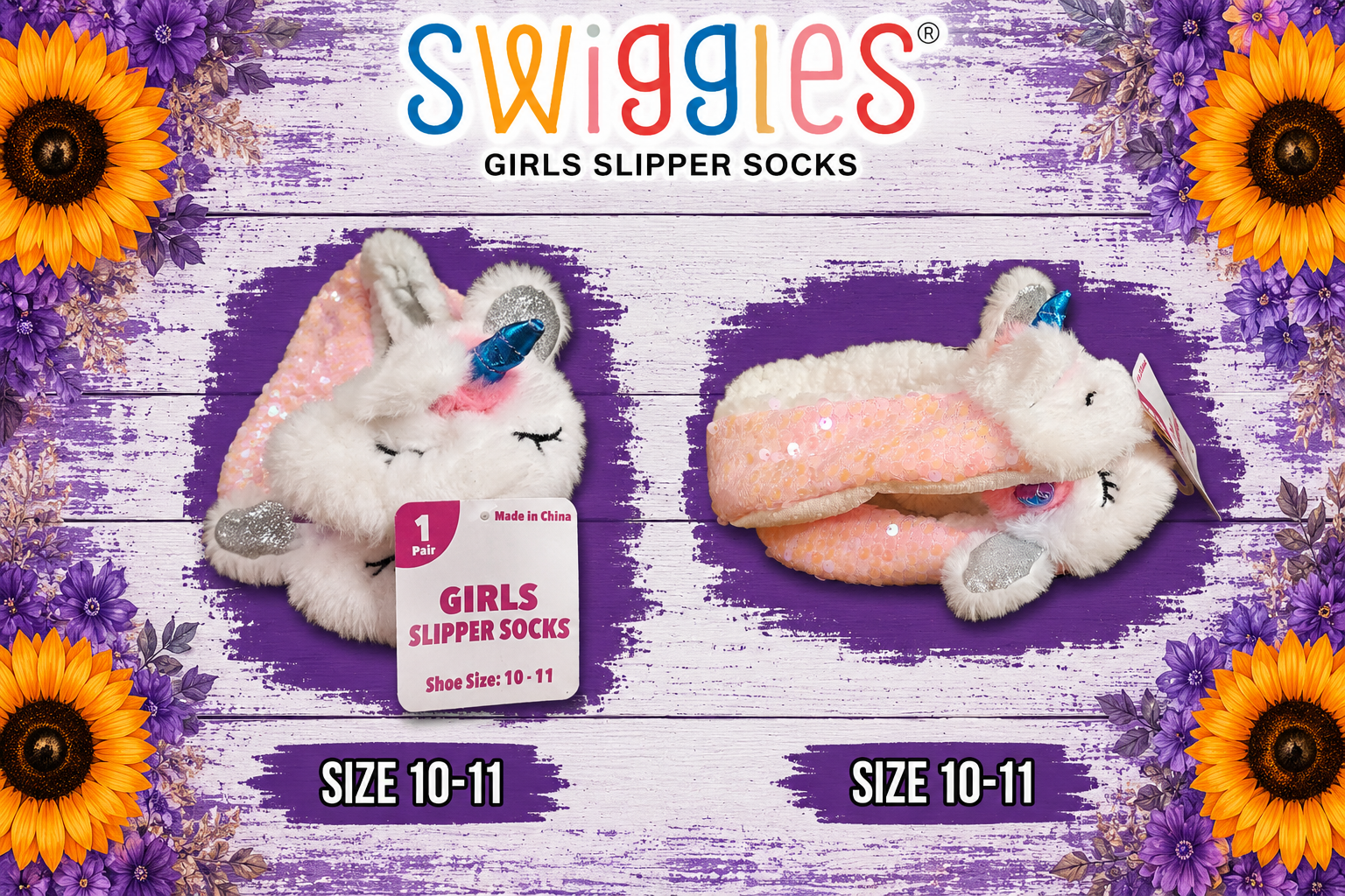 Girls slippers soze 10/11