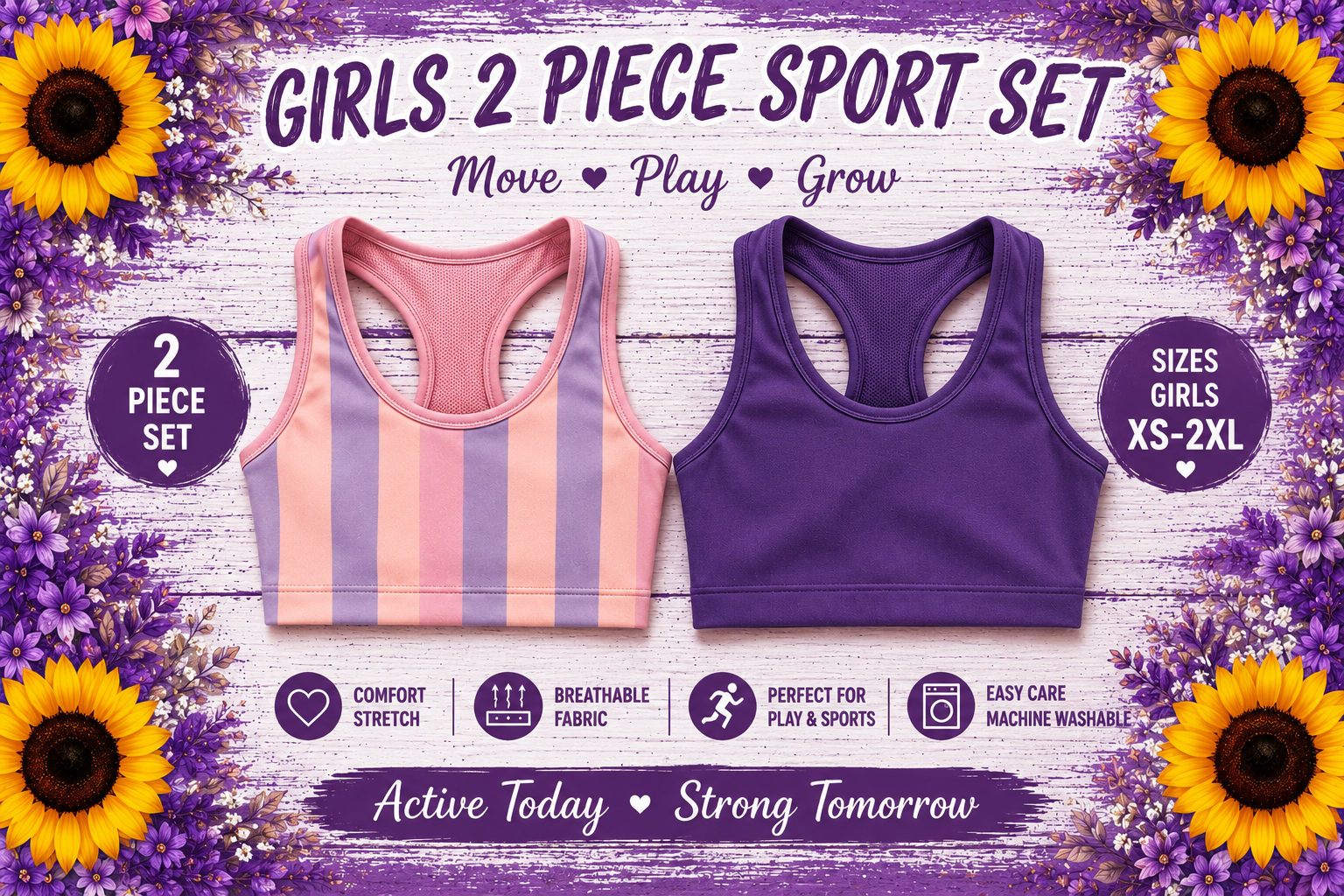 Girls 2 pack sports bra Xs-2XL